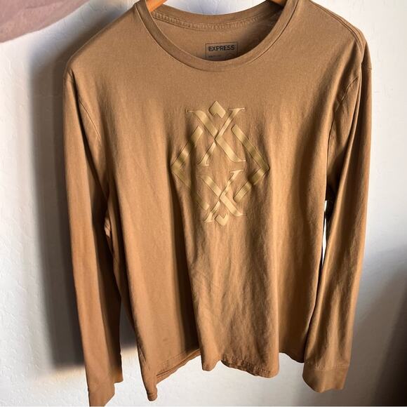 Express Men’s Tan Long Sleeve Shirt Casual Express Logo size XL - Picture 1 of 8